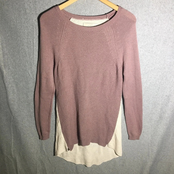 Womens Loft Sweater Tunic Length Colorblock Winter Fall Knit Closet Staple - Picture 1 of 5